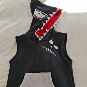 Kids Black and Red Shark Hoodie Vest